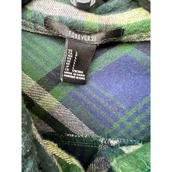 FOREVER 21 boyfriend Plaid flannel shirt size Large - Picture 5 of 8